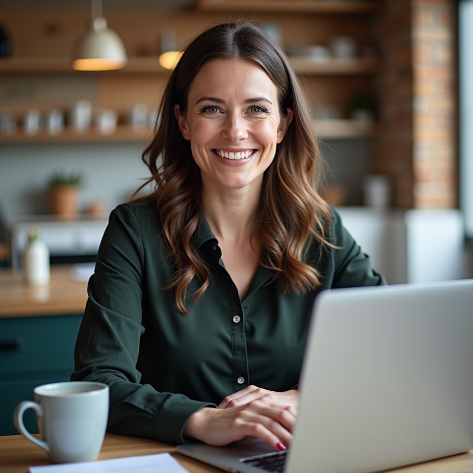 Female owner with laptop